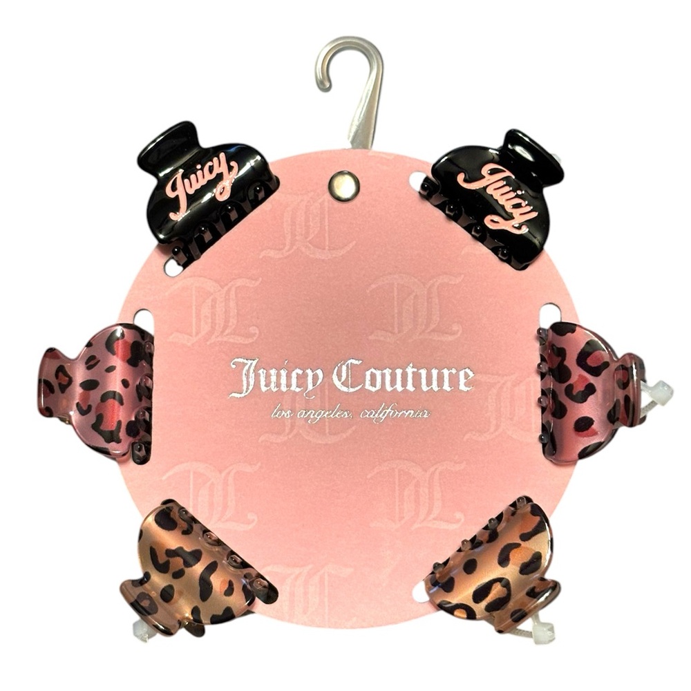 NWT•Juicy Couture Leopard Print and Logo hair clips 6pc